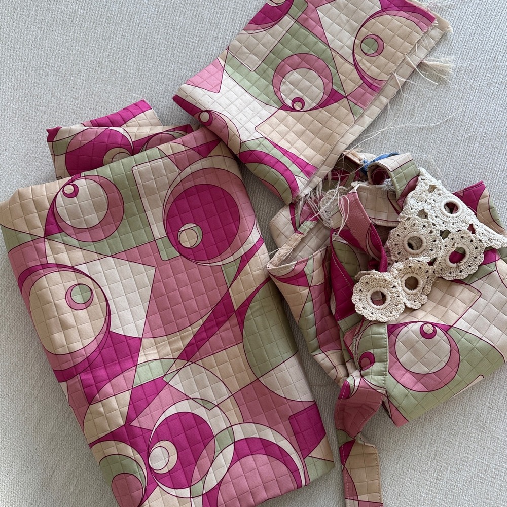 Vintage Geometric Quilted Fabric, Retro Mod Design, Puccini‎ Inspired